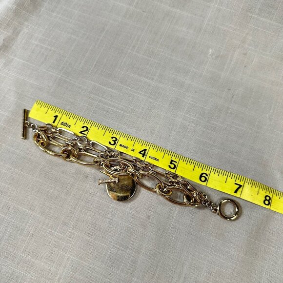 M and D Intials Multi-Chain Gold Tone Toggle Bracelet - Picture 10 of 10